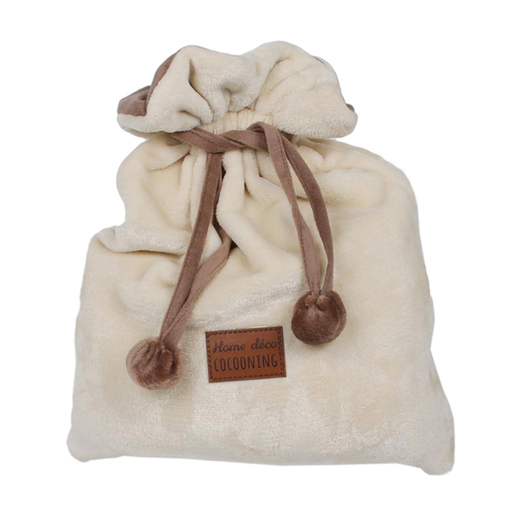 Les Trésors De Lily [R0308] - Beige 'Scarlett' Velvet Blanket (with Pouch!) - 120x150 Cm