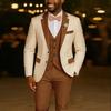 Ivory Men's Suit  3 Pieces Blazer  Vest Pants Wedding Tuxedos Formal Male Suit for Wedding Groomsmen Prom