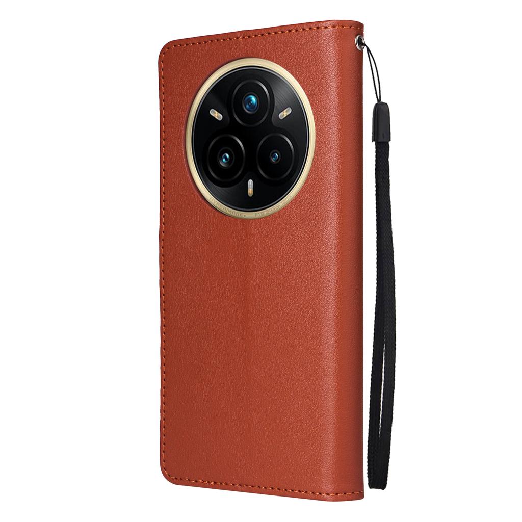 For Realme 14 Pro 5G Case Wallet Stand View PU Leather Phone Cover with Wrist Strap