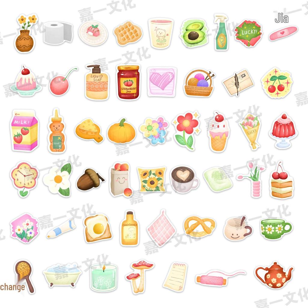 50PCS Cute Cartoon Bread Food Stickers: Waterproof DIY Decals for Planner and Notebook Decoration