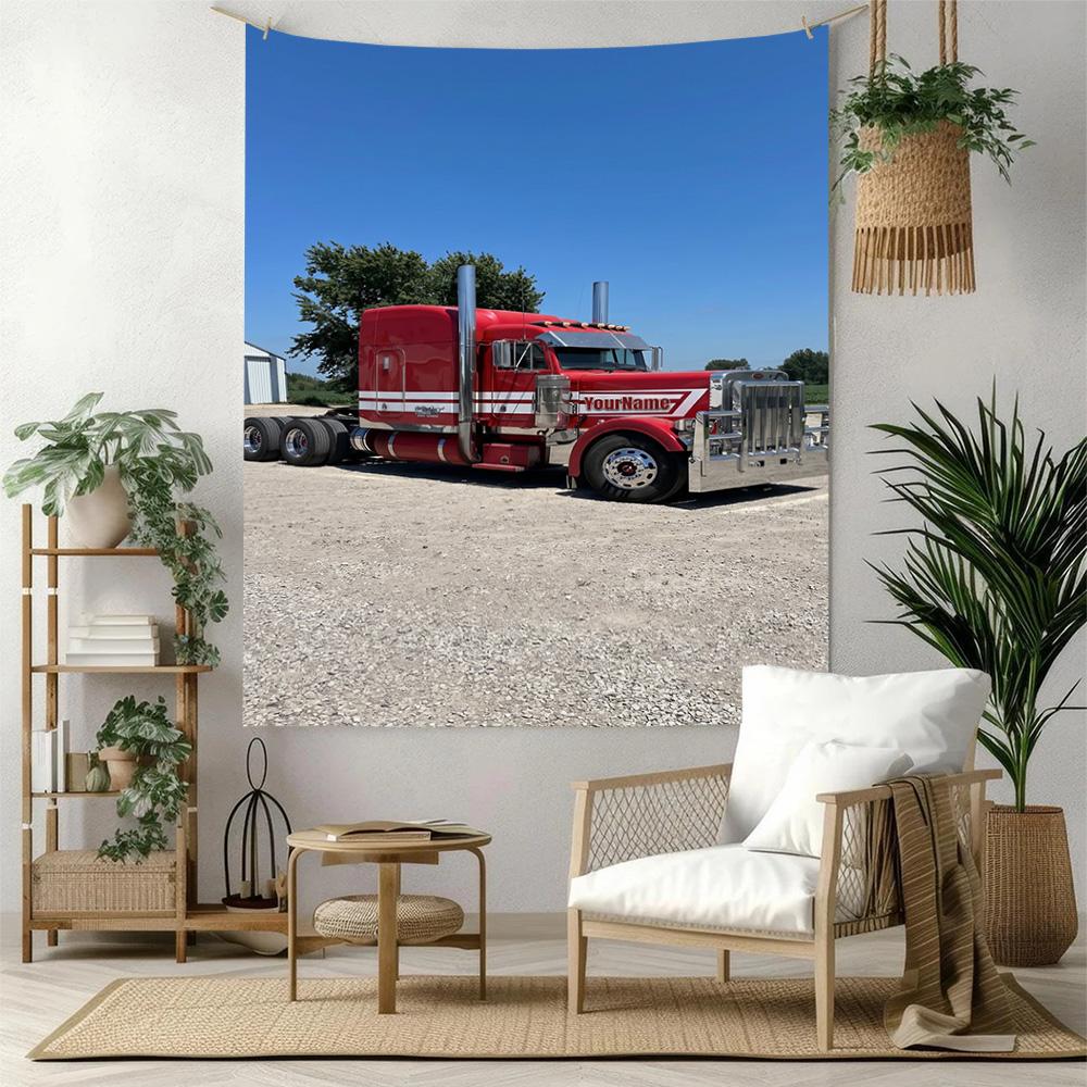 Peterbilt Heavy Trucks Custom Your Name Wall Decor Tapestry Art For Pet Memorial Birthdaywedding Party Backdrop Family Gift