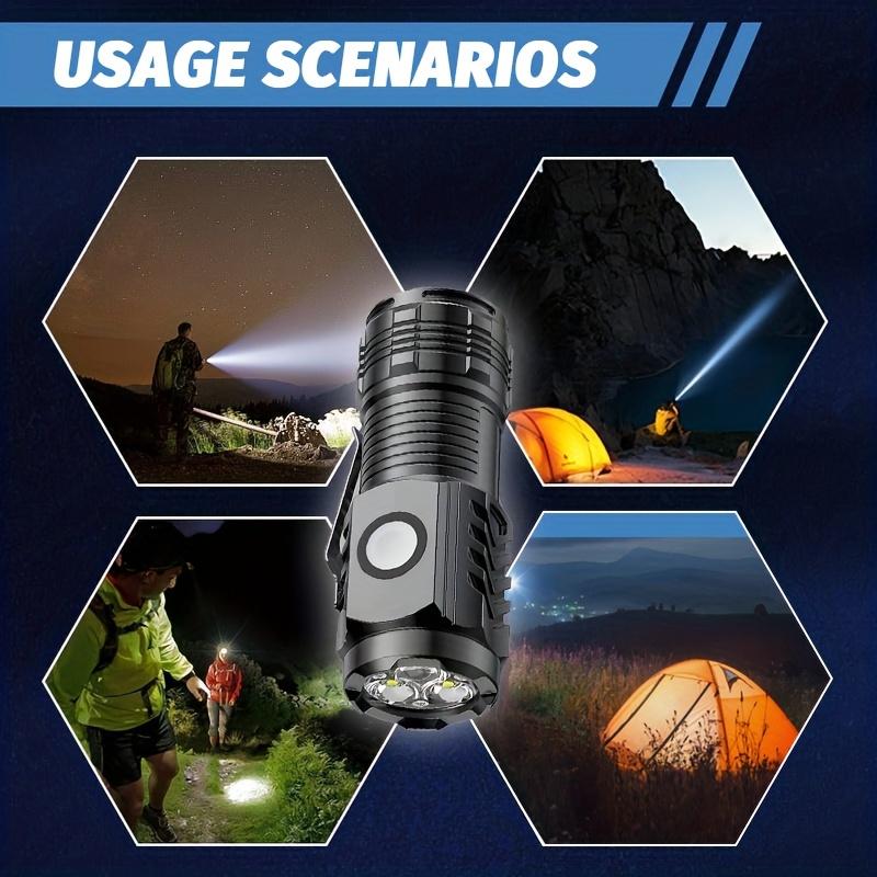 Ultrahelle 3LED-Taschenlampe, tragbares magnetisches Arbeitslicht an der Unterseite, multifunktionale Kappenklemmenleuchte, Outdoor-Angel-Taschenlampe, Notfall, Wandern, Camping