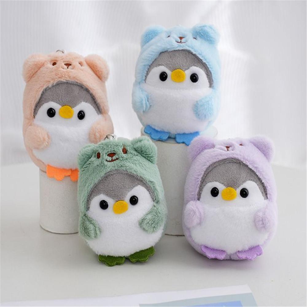 New 8CM 4Colors , Key Chain Ring Pendant TOY , Fluffy Plush Penguin Stuffed Animal TOY Doll