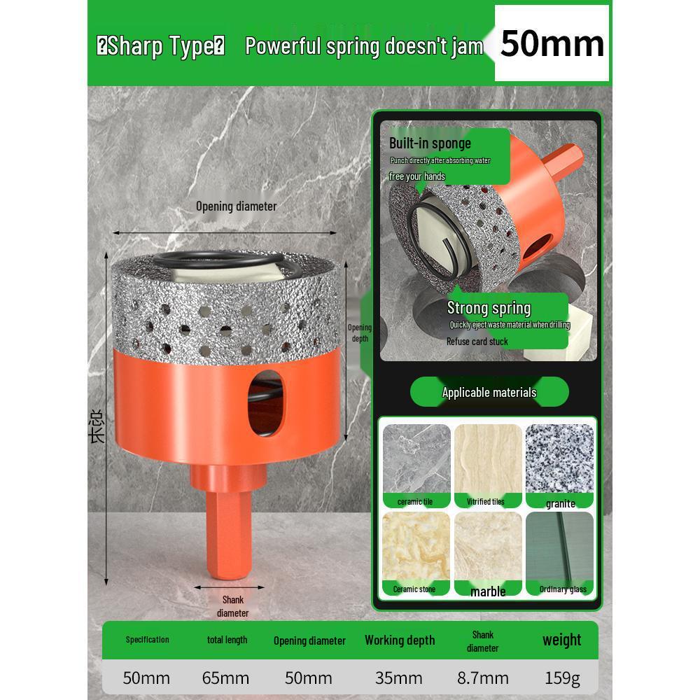 Baolian Dry Cut Hole Saw for Marble & Porcelain - Chip-Free Drilling Bit for Tile and Rock Slabs.