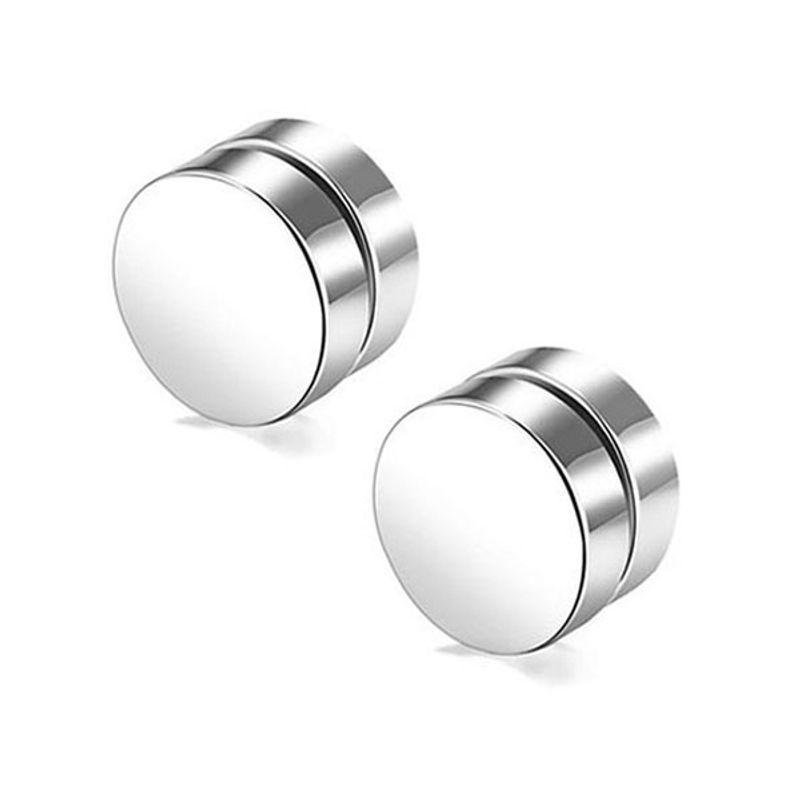 

Магнитный простой браслет мужской без прокола крутые красивые титановая сталь клипсы для ушей Magnetic Ear Stud Steel 10mm Pair