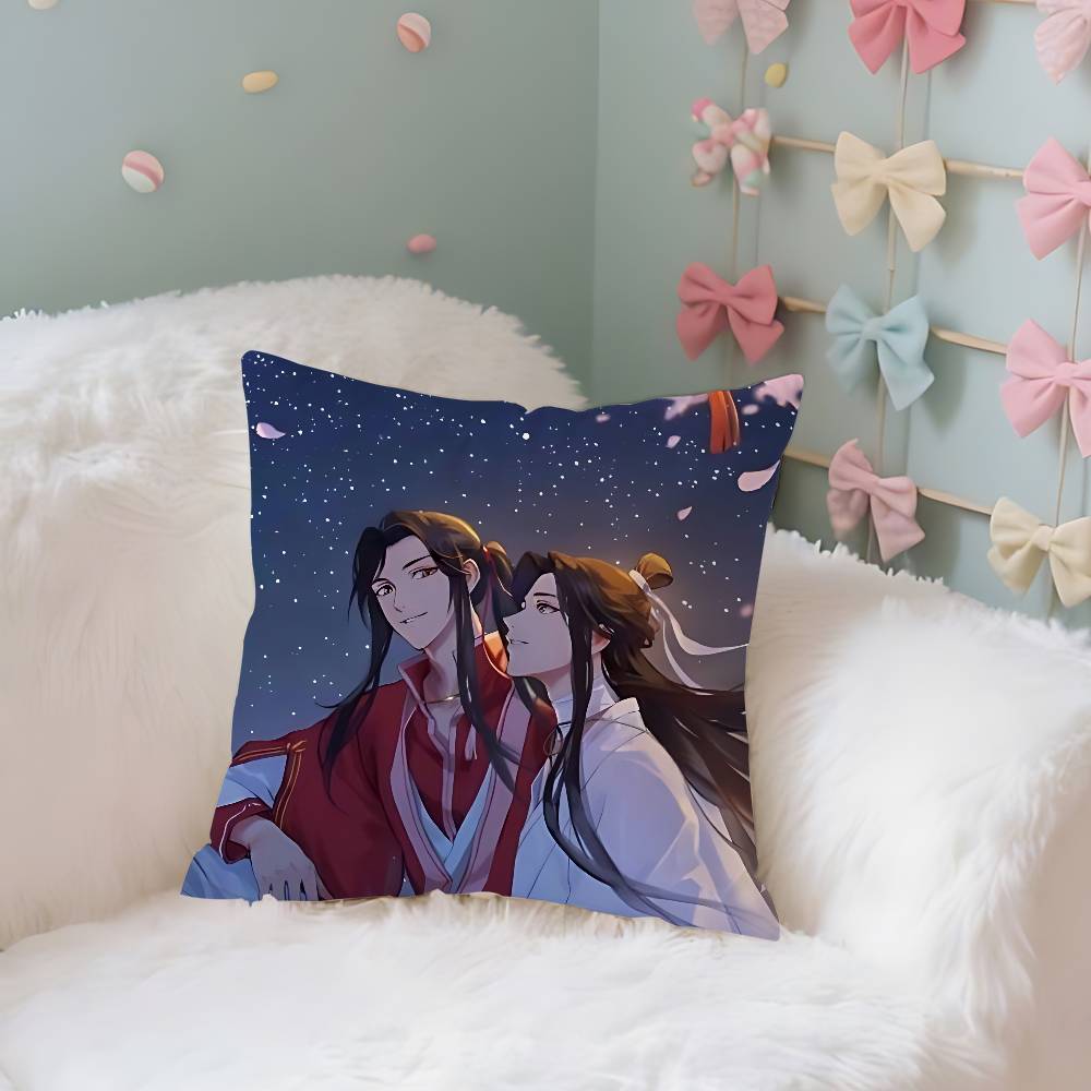 HHeaven Officials Blessing Case Plush Fabric Soft Pillowcase Double Sided Print Cushion Cover Household Gifts