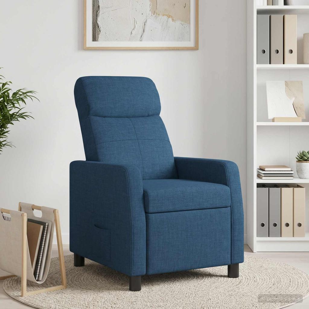 Recliner Chair Blue Fabric