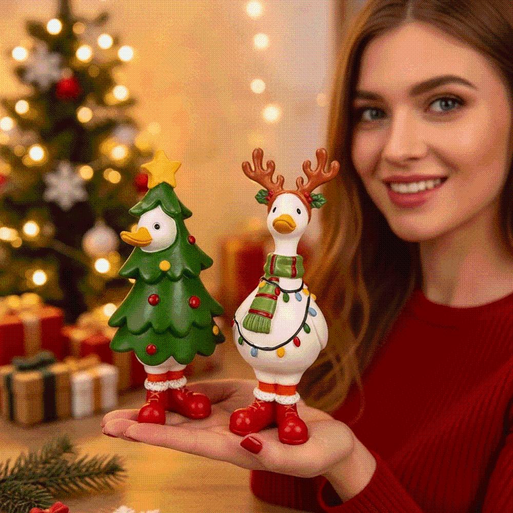 Vibrant Colors Christmas Duck Figurine Exquisite Holiday Desktop Decoration Fireplace Mantel