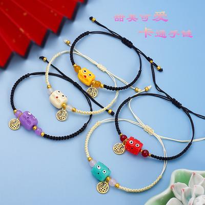 Cute Cute Monster Fu Brand Bracelet Women'S Handwoven Pull Hand Rope Dragon Boat Festival Color Rope Cartoon Bracelet