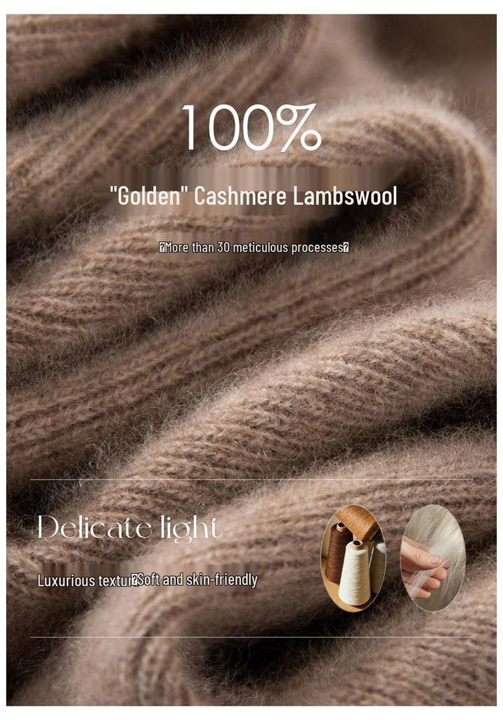 Le Kasha 2026 Women's 100% Cashmere Sweater: Ribbed Round Collar, Long Sleeve, Twelve Gauge Single Thread