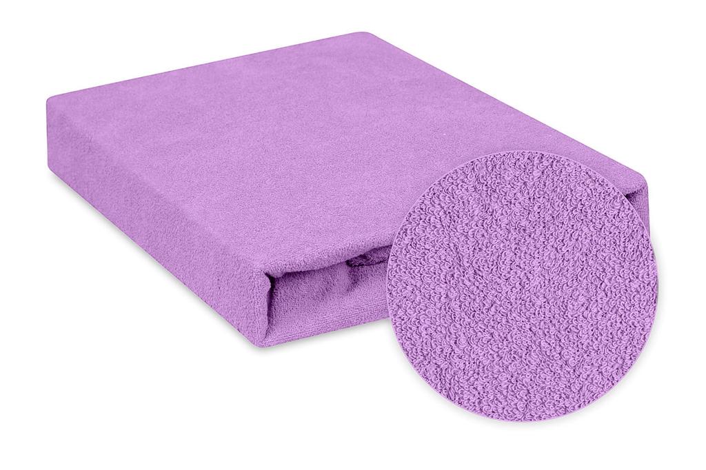 Prześcieradło frotte z gumką 180/190x190/200 premium lawendowe