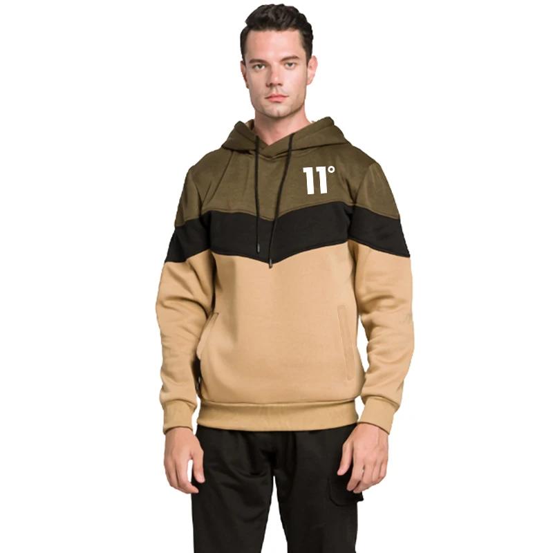 Mens Tracksuit Three Color Splicing Casual Hooded Sweatshirts Outdoors Sport Jogging Tops Male High Quality Gym Pullover Clothin