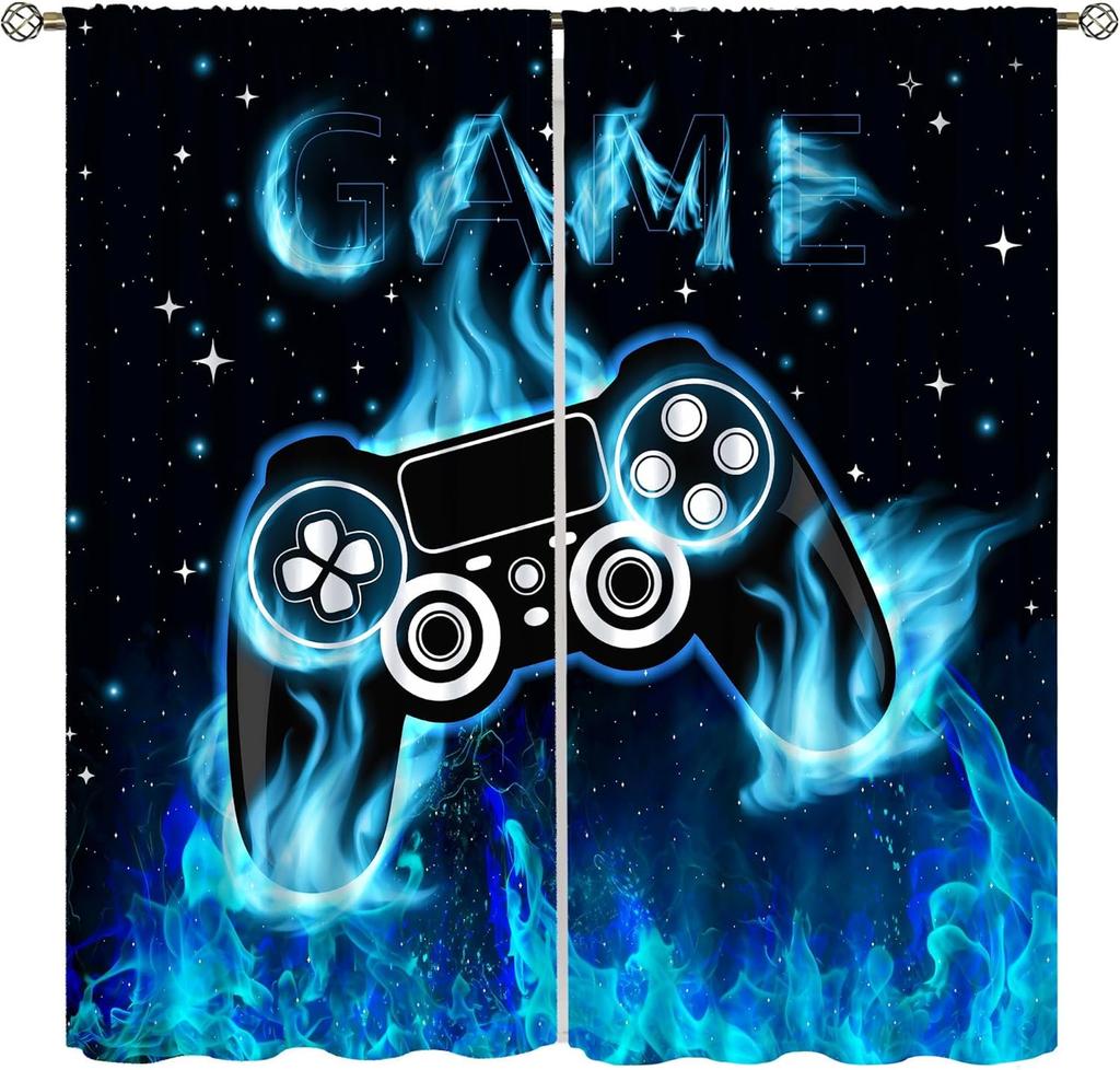 Modern Game Curtains Cartoon Abstract Colour Pigment Creative Electronic Video Gamepad Windows Treatments Insulation Curtain Thermal Polyester