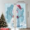 2pcs 2D Flat Printing Merry Christmas Window Curtains Winter Snowman Breakout 100% Polyester Without Electricity 0 for Home Wall