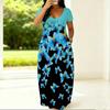 Summer Crew Neck Short Sleeve Tunic For Plus Size Women Loose Comfortable Daily Outfit