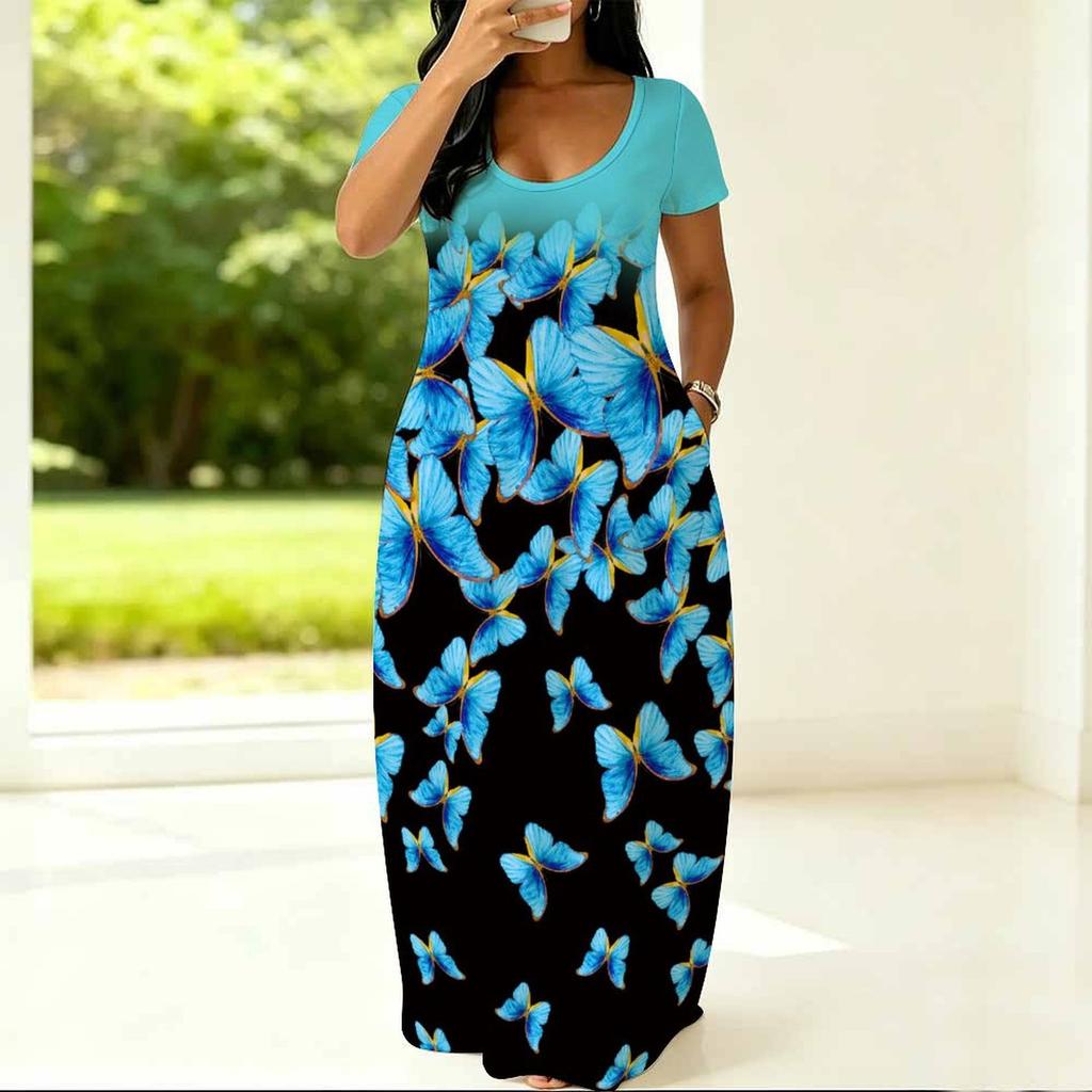 Summer Crew Neck Short Sleeve Tunic For Plus Size Women Loose Comfortable Daily Outfit
