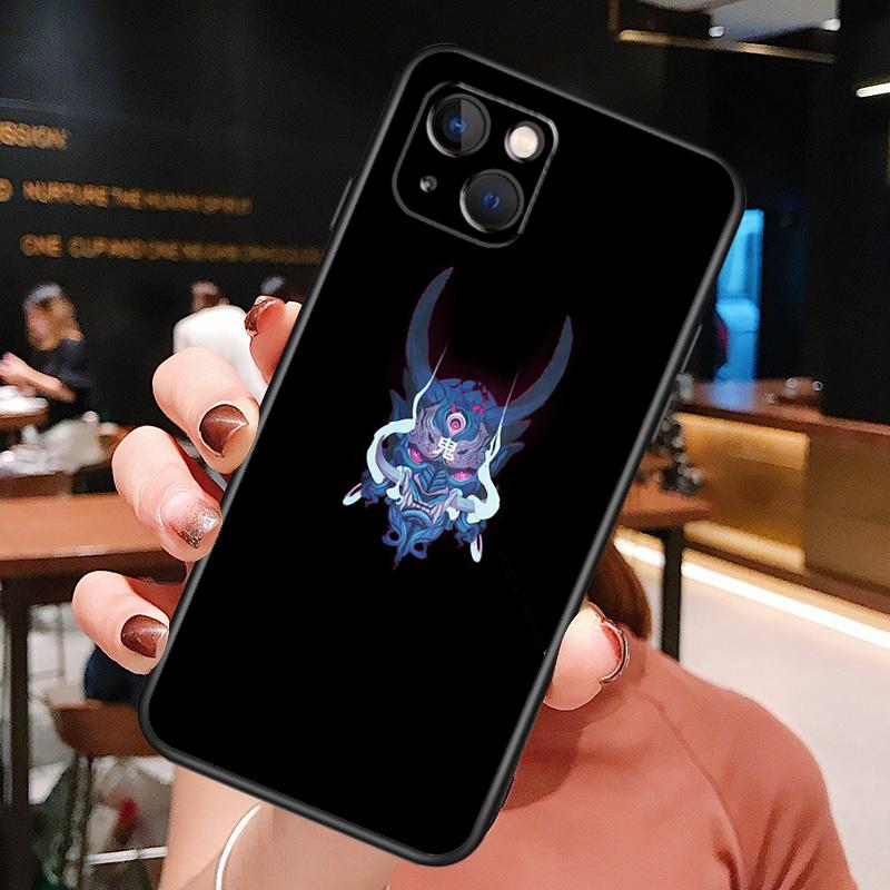 Samurai Oni Mask Phone Case For iPhone 16 Pro Max 15 14 12 11 13 Pro Max Plus 12 13 Mini XR 16e Funda Silione Cover