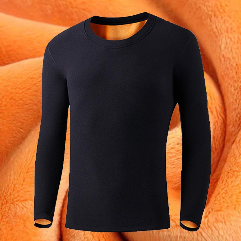 

Men s Fleece-Lined Thickened Thermal Crew Neck Base Layer Long-Sleeve T-Shirt for Fall/Winter 4XL чорний