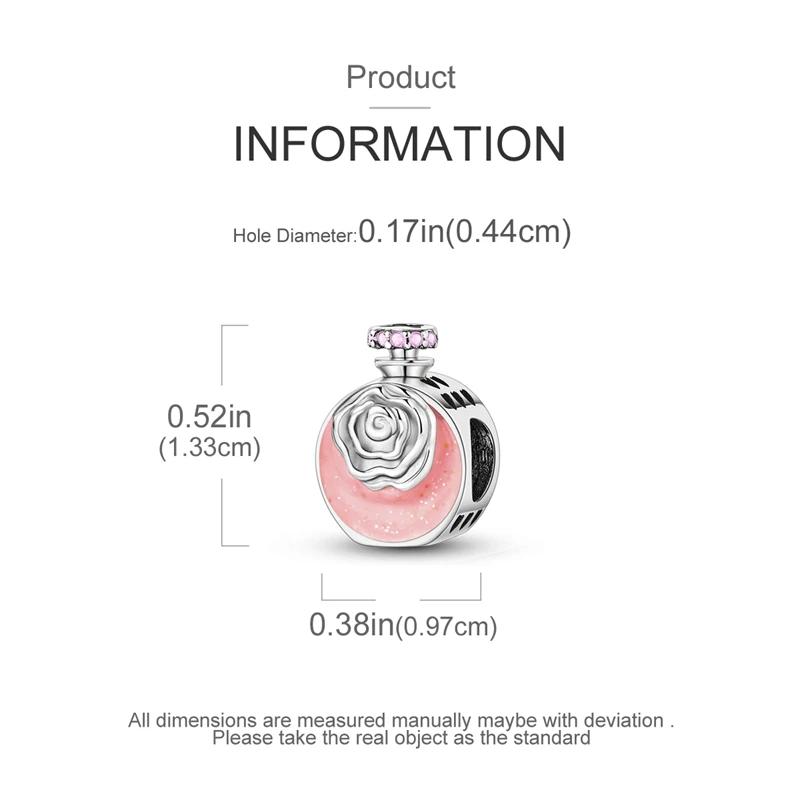 Original Charmscopper Pink Rose Perfume Bottle Beads Fit Charms Platabracelets For Women Women Jewelry Making Diy
