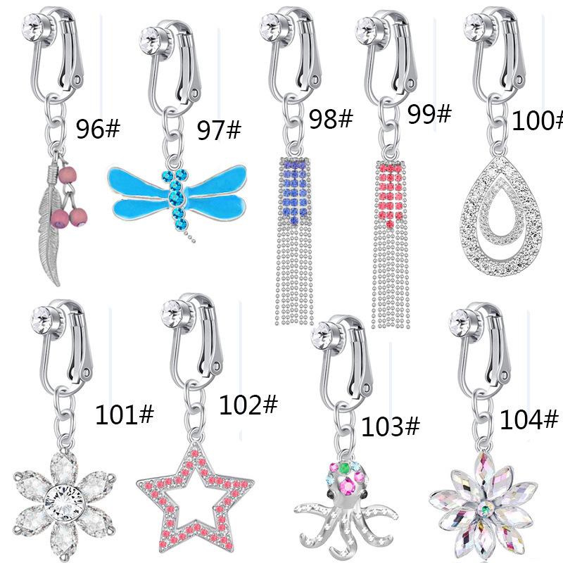 

1 шт. новый ассортимент циркониевых бриллиантов можно использовать в качестве зажимов для ушей с перфорацией из нержавеющей стали-бесплатная поддельная пряжка для пупка