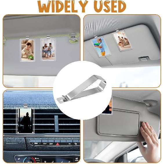 6Pcs Car Sun Visor Photo Frames, Visor Clips for Cars DIY Sunshade Photo Frame Clip Stainless Steel Material, Not Easy To Damage Strong Hold