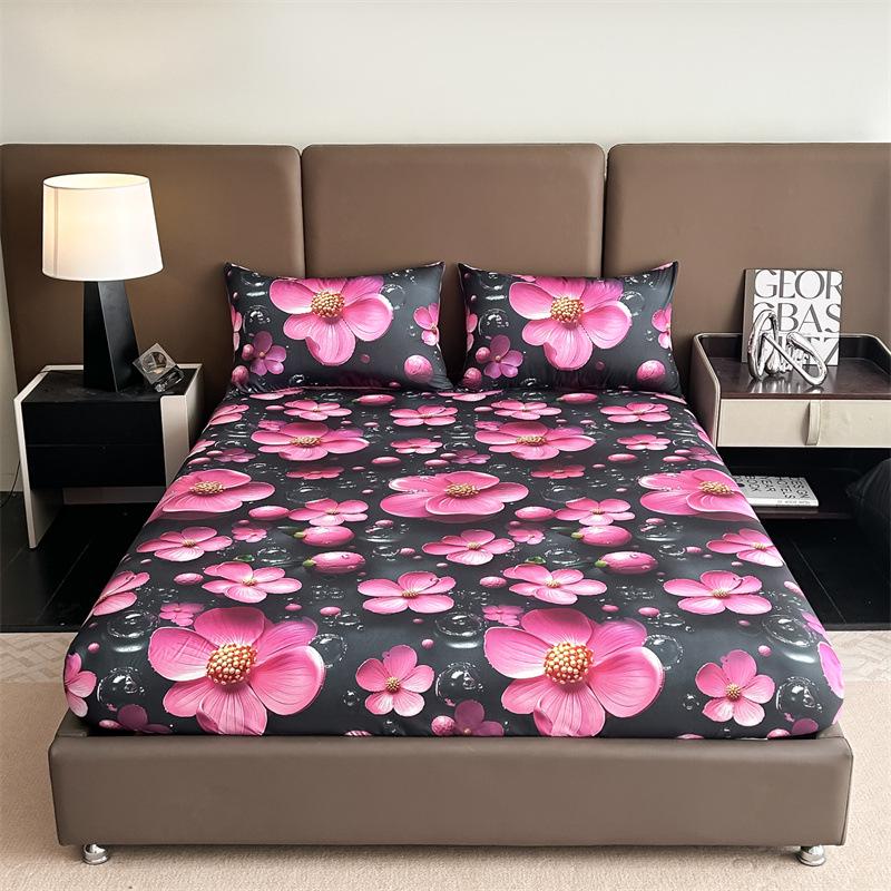 Cyfrowy nadruk kwiatowy 5D Zestaw poszewek na kołdrę z poszewkami na poduszki i prześcieradłem (Wielu rozmiarów)