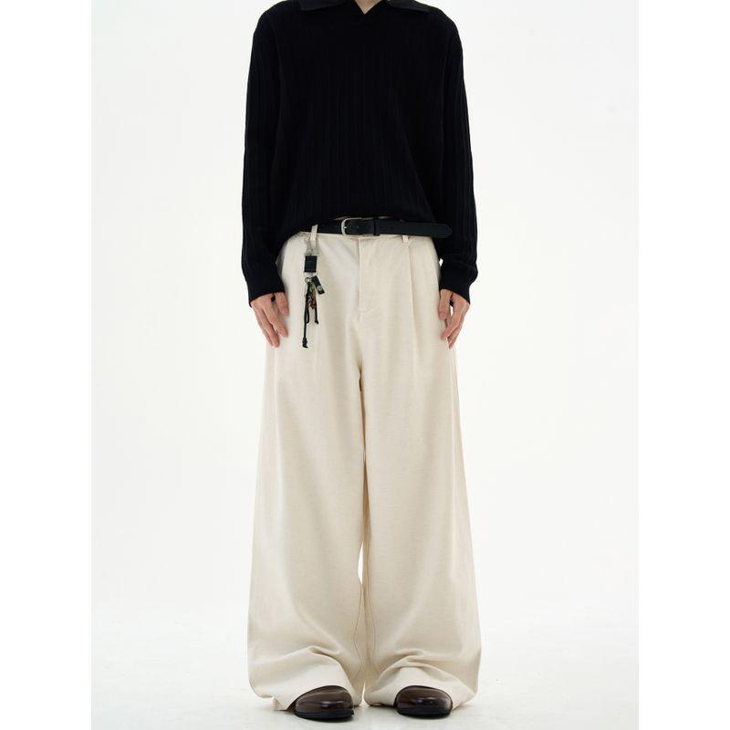 Kisko American Retro Lyocell Linen Wide-Leg Casual Trousers for Men and Women, Basic Cleanfit Loose Long Pants