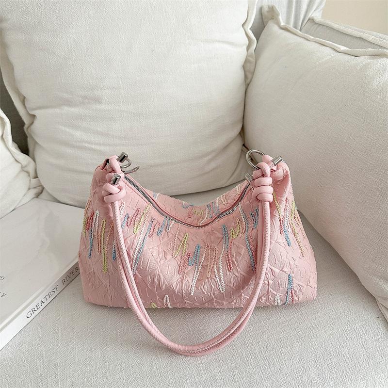 

Retro casual shoulder women s bag 2024 new summer trend foreign style tote bag beautiful fashion underarm bag рожевий