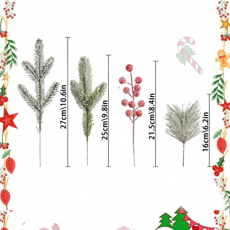 

4/8/12 шт. Искусственные сосновые иголки Ягода Искусственное растение Украшение для рождественской елки для рождественской гирлянды Орнамент Домашний декор 2026 Аксессуар