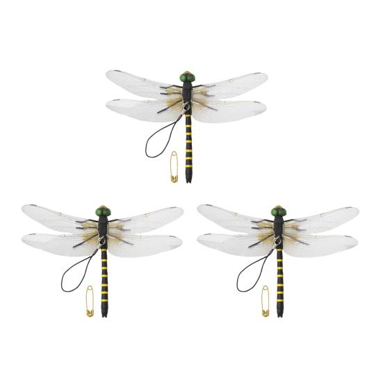 Realistic Artificial Dragonfly Outdoor Insect Deterrent Garden Decoration Dragonfly Pin with Hanging Strap for Outdoor Flower Pots Camping Hat