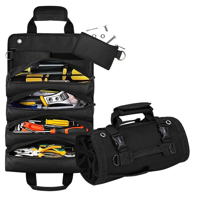 Tool Bag Organizers - Small Tool Bag With Detachable Pouches , Heavy Duty Roll Up Tool Bag Organizer With 6 Tool Pouches