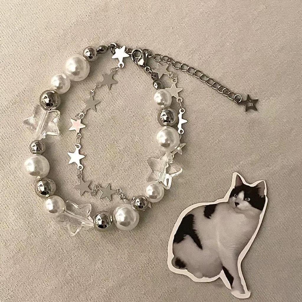 2022 Trendy Beaded Pearl Star Bracelet with Zircon Inlay