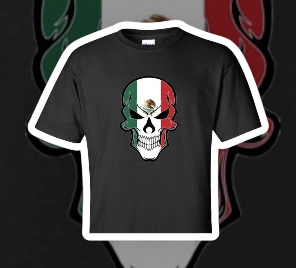 Mexican Flag Skull unisex T-Shirt 100% Cotton Premium Tee S,M,L,XL,XXL