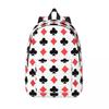 Poker Card Pattern Clubs And Diamonds Backpack Hot Sale Daypack Large Capacity BookBag School Bag Shoulder Bags for Men Women