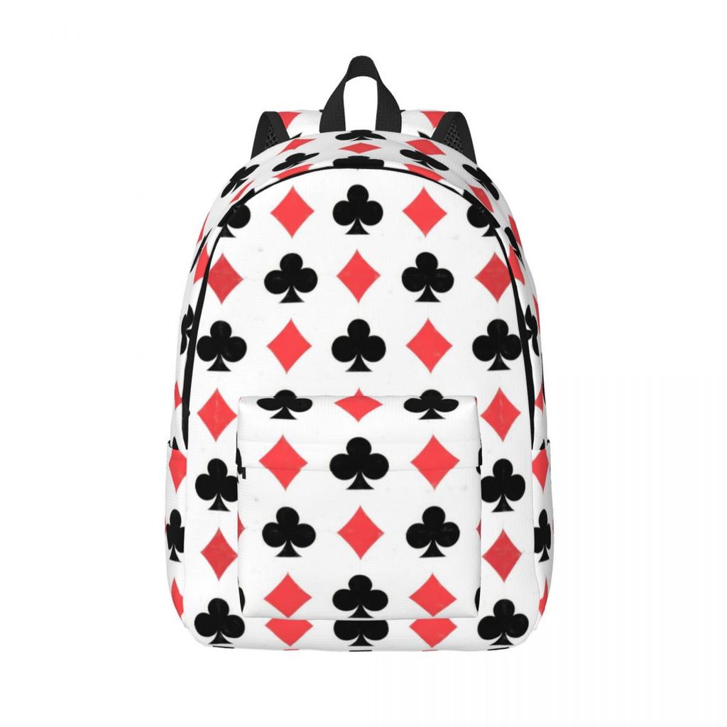 Poker Card Pattern Clubs And Diamonds Backpack Hot Sale Daypack Large Capacity BookBag School Bag Shoulder Bags for Men Women