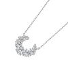 Full Moissanite Necklace for Women Pure Silver Moon Design Laboratory Diamond Pendant Fashion Luxury Jewelry