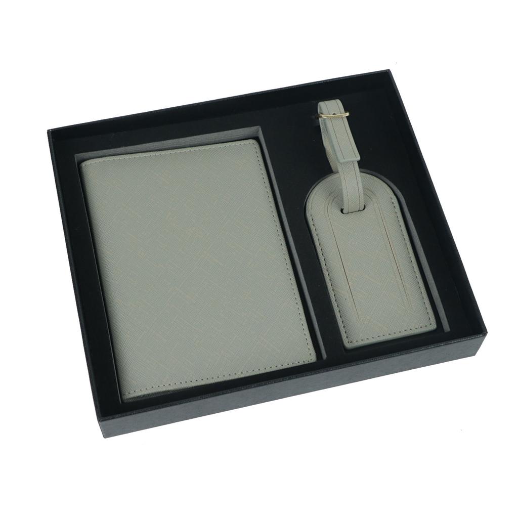 Free Monogrammed Initial Letters Gift Box Set Saffiano Leather Passport Holder Luggage Tag Passport Cover Travel Accessories