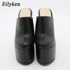 Fashion Eilyken 2025 New Arrival Platform Wedge Round Head Pumps Slippers Summer Woman Sexy Super High Sandal Shoes Black 35-42
