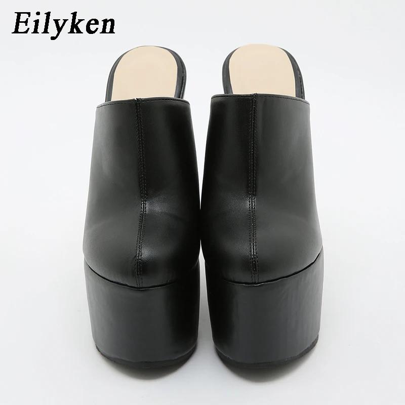 Fashion Eilyken 2025 New Arrival Platform Wedge Round Head Pumps Slippers Summer Woman Sexy Super High Sandal Shoes Black 35-42