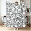 1pc Black and White Kawaii Dreamy Animal Self-Coloring Flannel Blanket, Washable Sofa Cover Blanket, Multi-Functional Warm Blanket, Suitable for Bedro