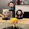4pcs/set Demon Slayer Kimetsu No Yaiba Kamado Tanjirou Nezuko Agatsuma Zenitsu Action Figure Anime Model Statue Toys Gifts