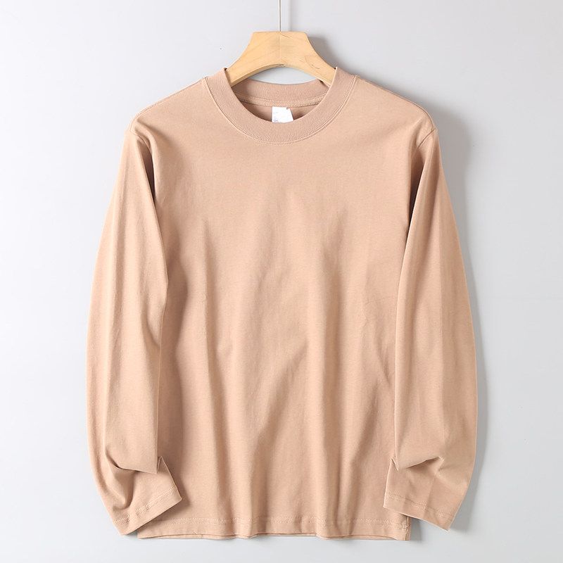 Export Basic round Neck for Export Tail Goods Casual Long Sleeve T-shirt Loose Youth All-Matching Comfortable Cotton Base Shirt Men