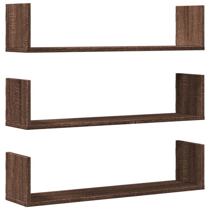VidaXL Wall Shelves 3pcs Brown Oak 80x18x18cm Engineered Wood 853296