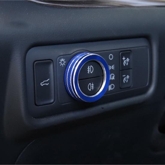 Alloy Blue Headlight Switch Adjust Knobs Ring Cover for Ford Explorer -