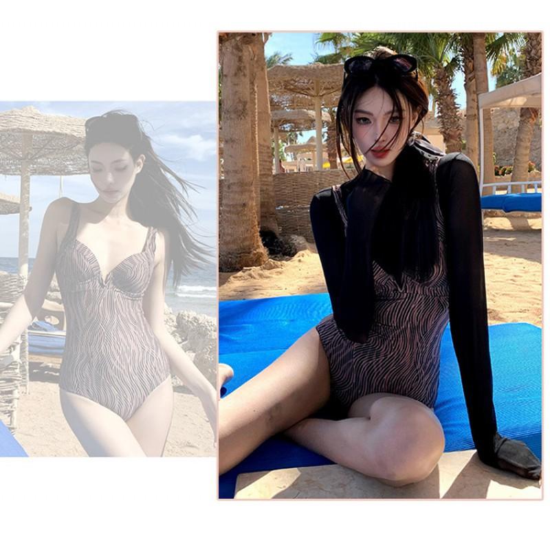 Swimsuit Women's Sexy Pure Desire Long-sleeved Blouse Covering Belly One-piece Set Of Hot Vacation