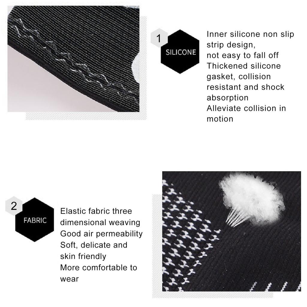 Knee Brace Knitted Nylon Sleeve with Silicone Pad for Working Out Running Sports Protector Black L