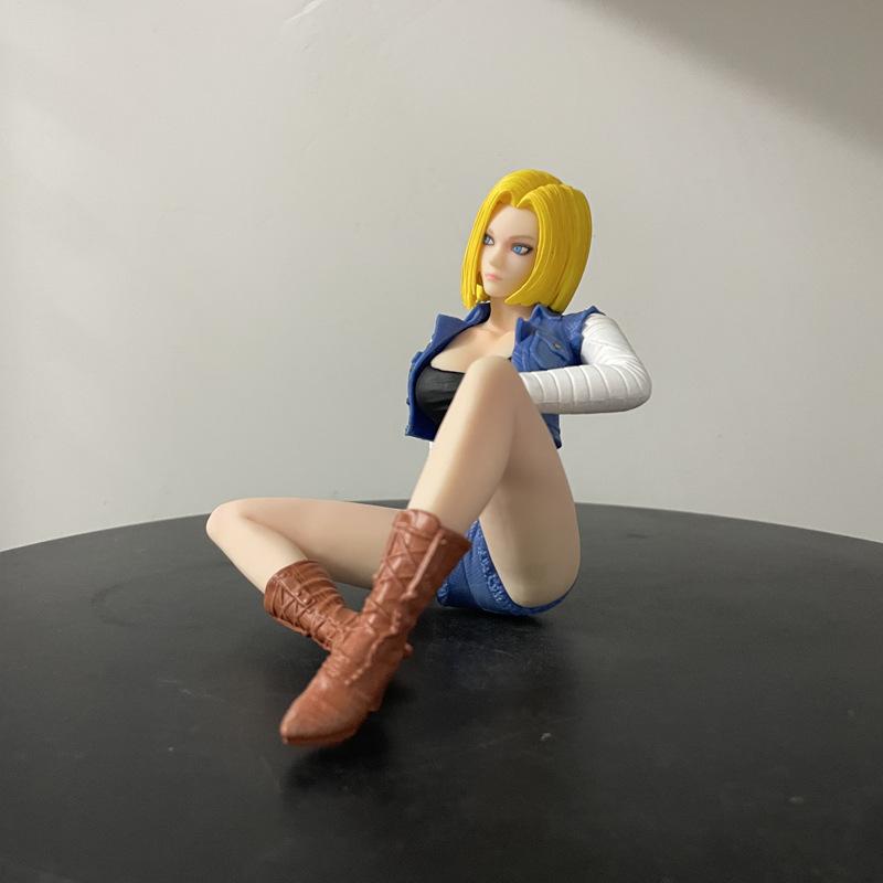 11cm Anime Dragon Ball Z Android 18 Sitting PVC Action Figure Toys Collection Model Gift