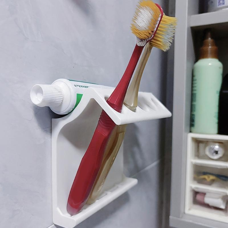 5-Opening 3D Print Toothbrush Rack, Wall-Hanging Storage Holder with Open Structure for Cleaning Counter Space, Bathroom Accessory