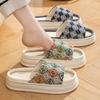 Linen thick-soled slippers women's spring and autumn four seasons indoor household cotton and linen home non-slip summer male couple