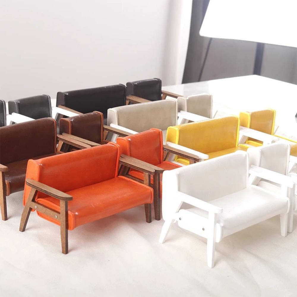 Simulation Chair Dollhouse Leather Sofa 1/12 Dollhouse Miniature Single/Double Chair  Photo Props